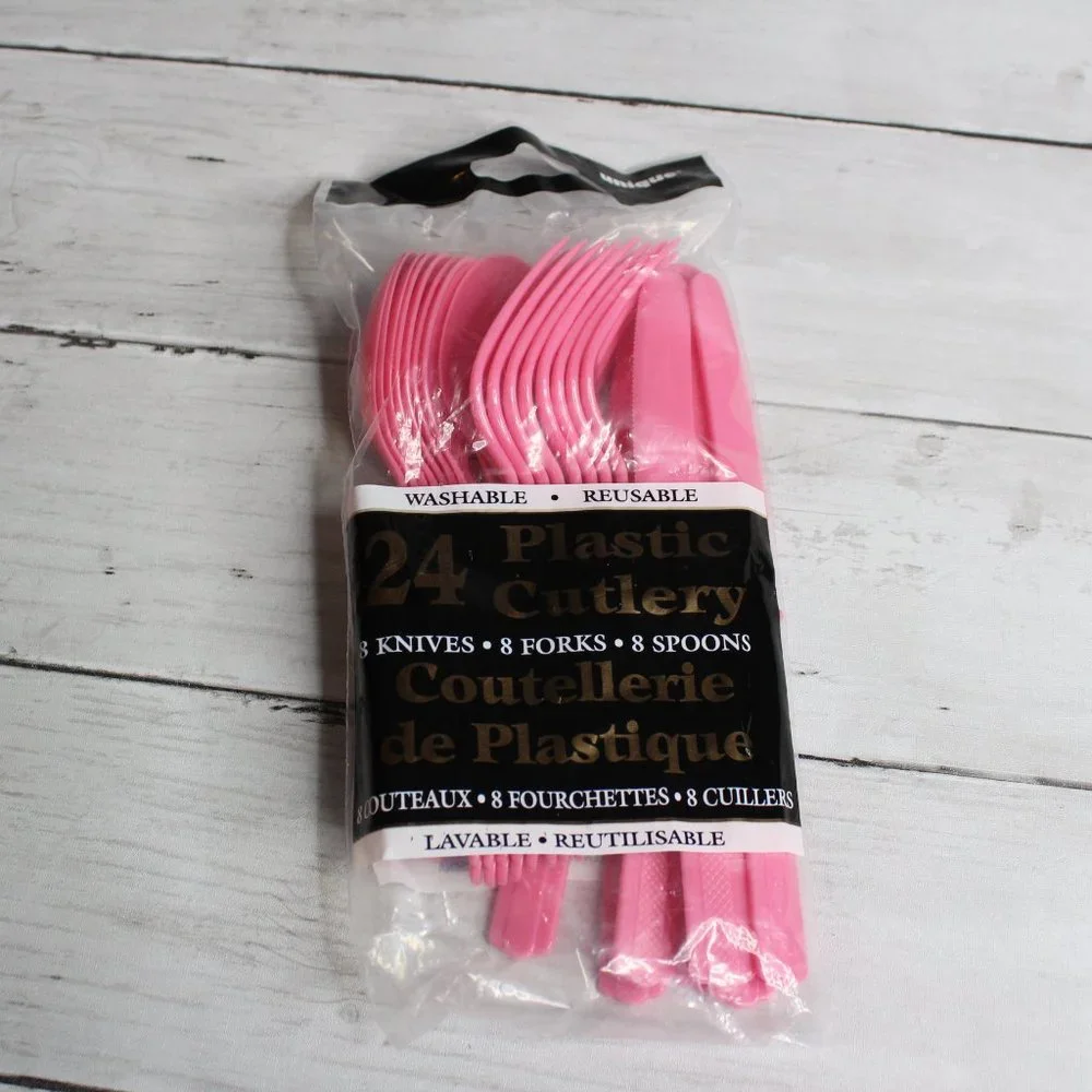 Party Valentine's Day Paper Plates Napkins Cutlery Dinnerware Lot Pink